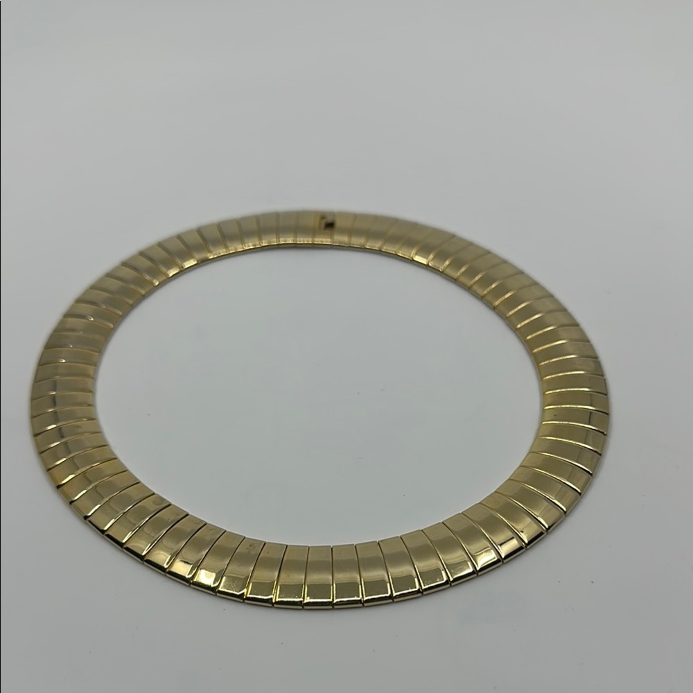Stylish Shiny Goldtone Wide Necklace